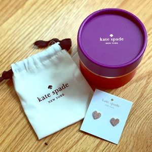 Kate Spade “Yours Truly” Heart Earrings Clear/Rose